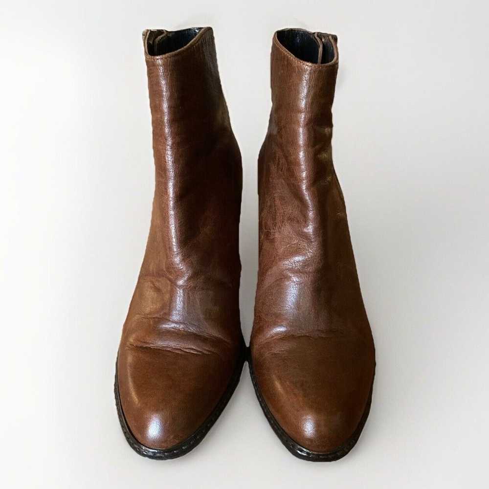 Stuart Weitzman Brown Cognac Leather Ankle Boots … - image 5