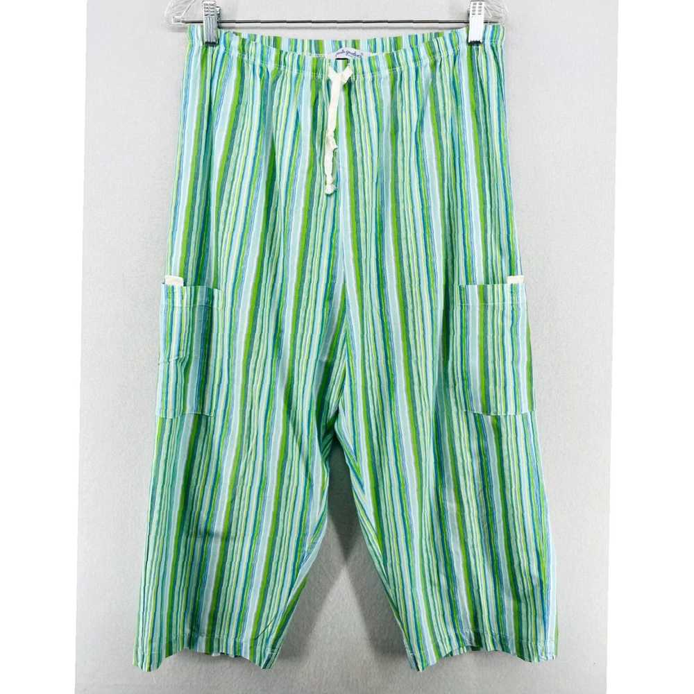 Vintage XL Capri Style Striped Cropped Pants with… - image 1