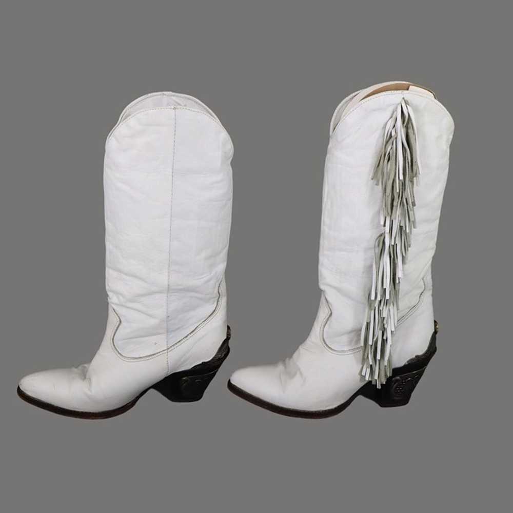 Zodiac Leather Fringed Cowgirl Heeled Boots Women… - image 7