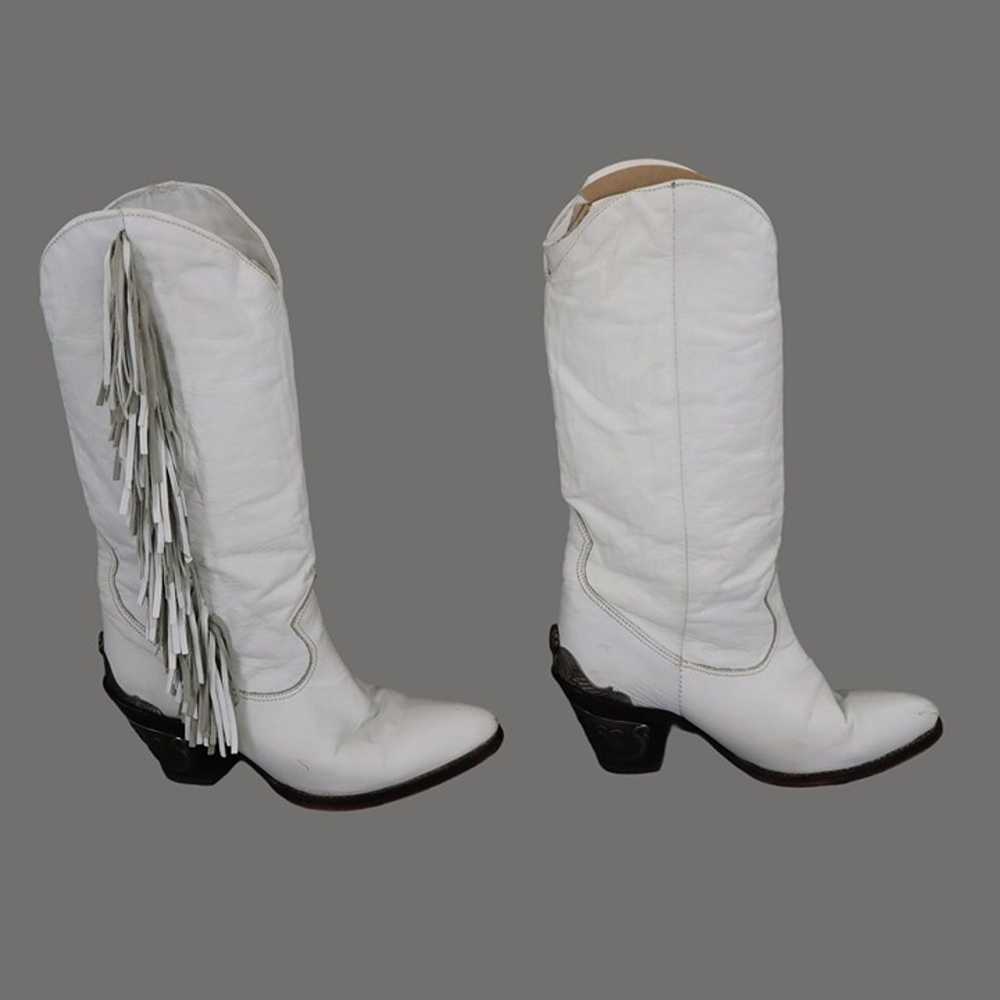 Zodiac Leather Fringed Cowgirl Heeled Boots Women… - image 9