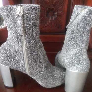 Pre-Owned Silver/Glitter Ankle Booties! - image 1