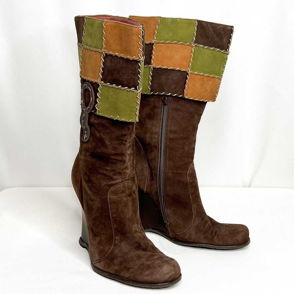 Vince Camuto Patchwork Suede Boots Mid Calf Wedge… - image 11