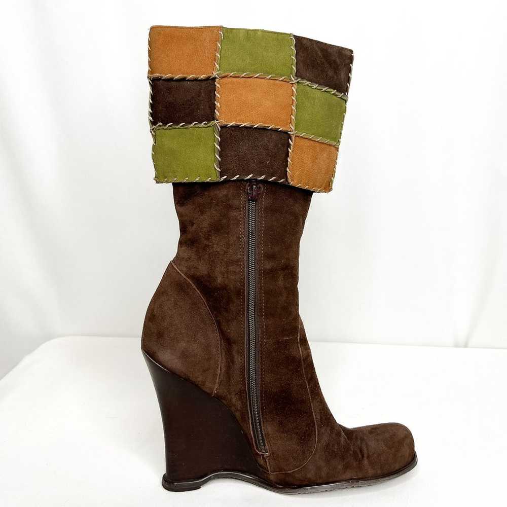 Vince Camuto Patchwork Suede Boots Mid Calf Wedge… - image 3