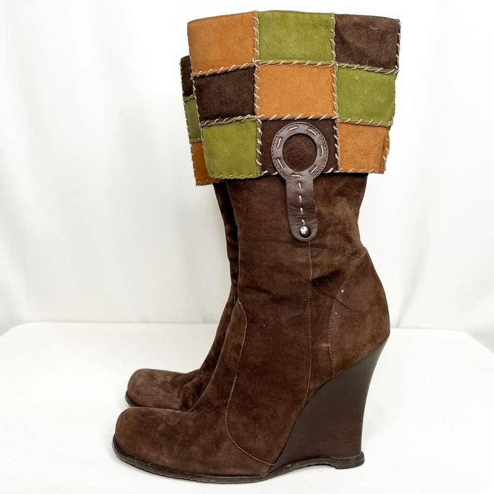 Vince Camuto Patchwork Suede Boots Mid Calf Wedge… - image 5