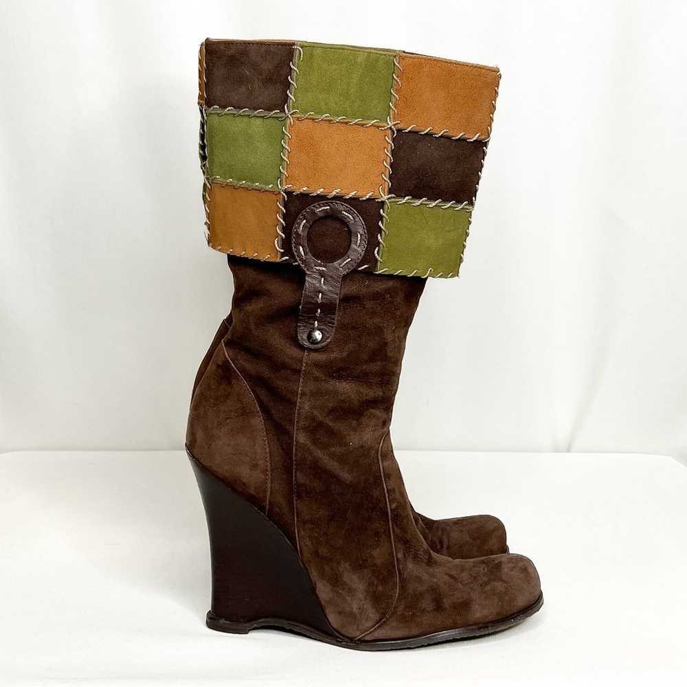 Vince Camuto Patchwork Suede Boots Mid Calf Wedge… - image 9