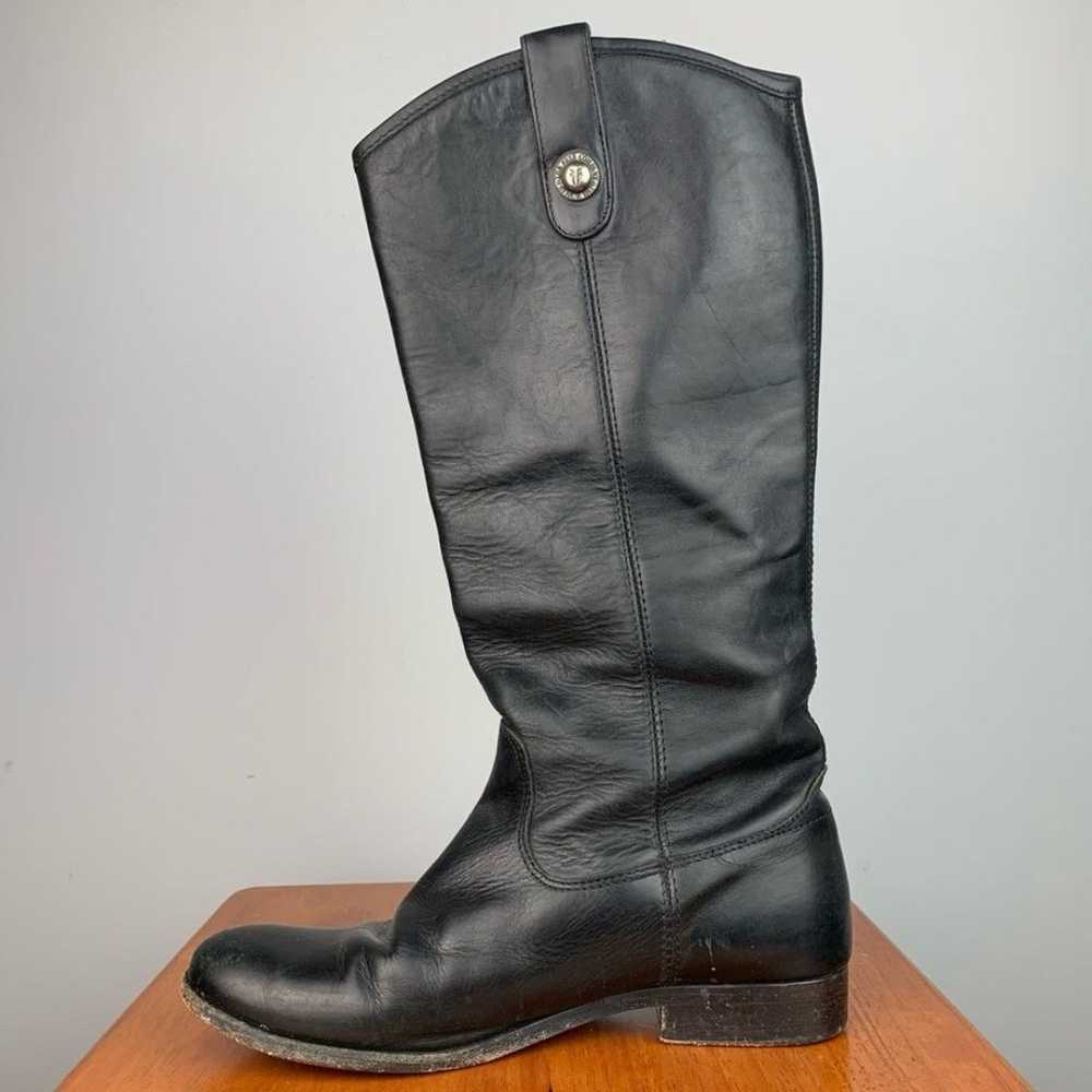 Frye women’s black leather Melissa button lug tal… - image 3