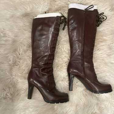 Ralph Lauren brown lace up knee high boots - image 1