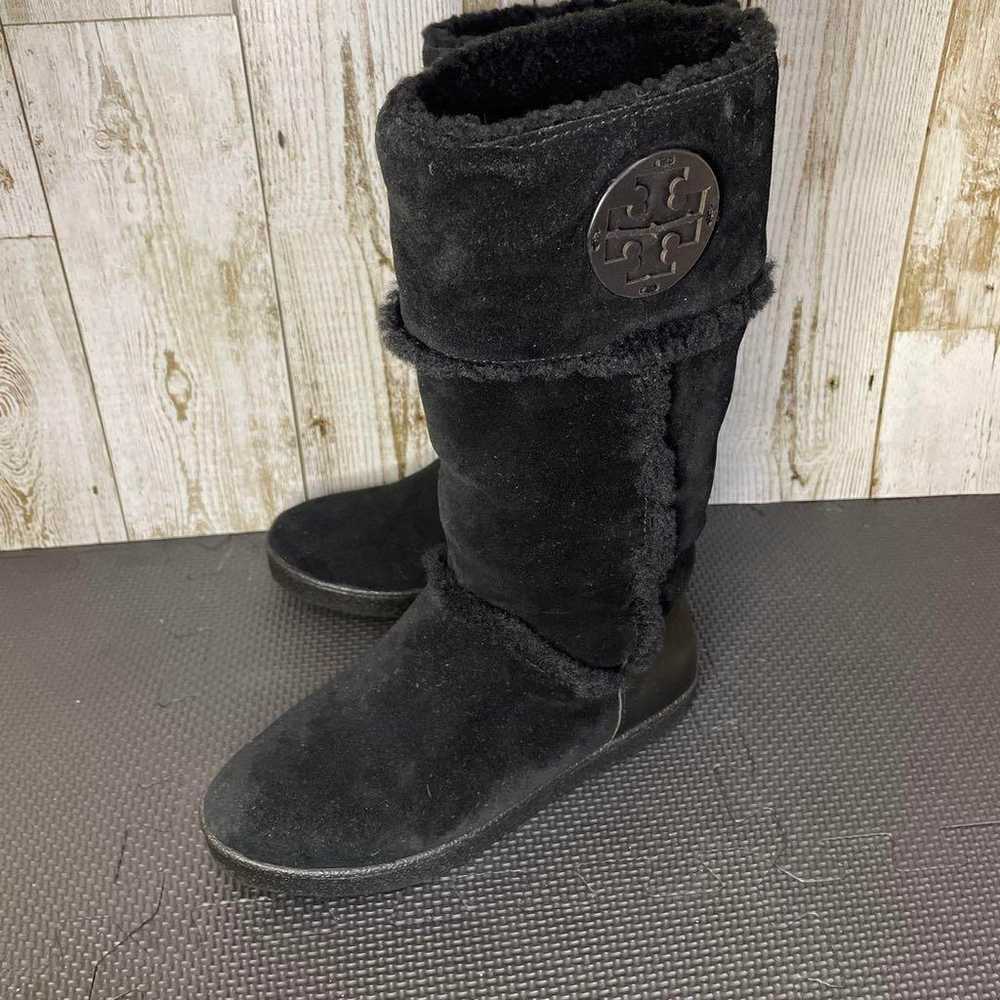 Tory Burch beautiful suede boots, black, sheepski… - image 2