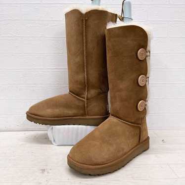 UGG Sheepskin Long Boots Suede Beige