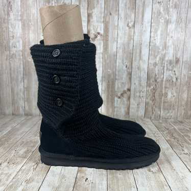 UGG Black Knit Cardy Button Winter Boots Cozy Swe… - image 1