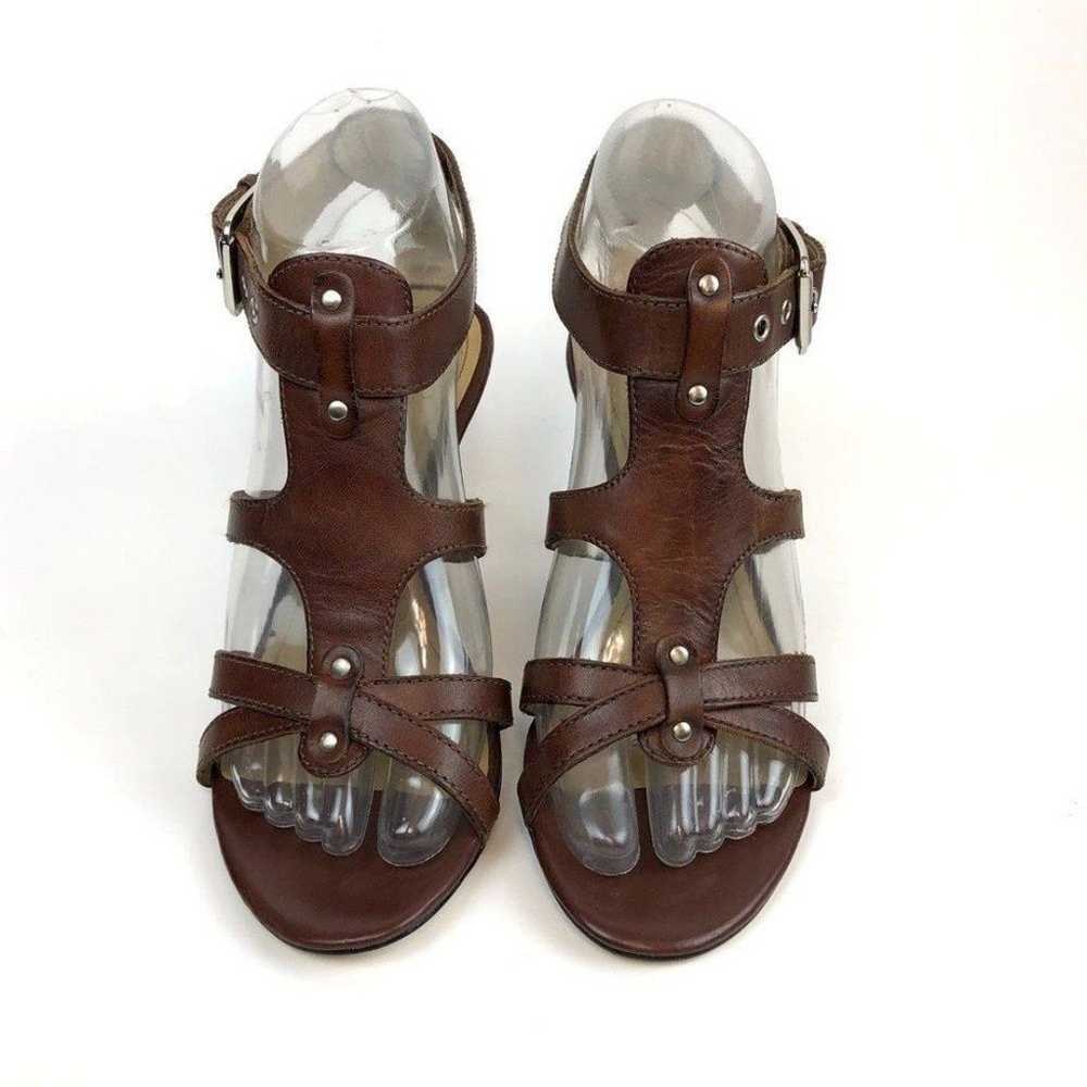 Vintage Franco Sarto Brown Leather Wedge Heel Str… - image 4