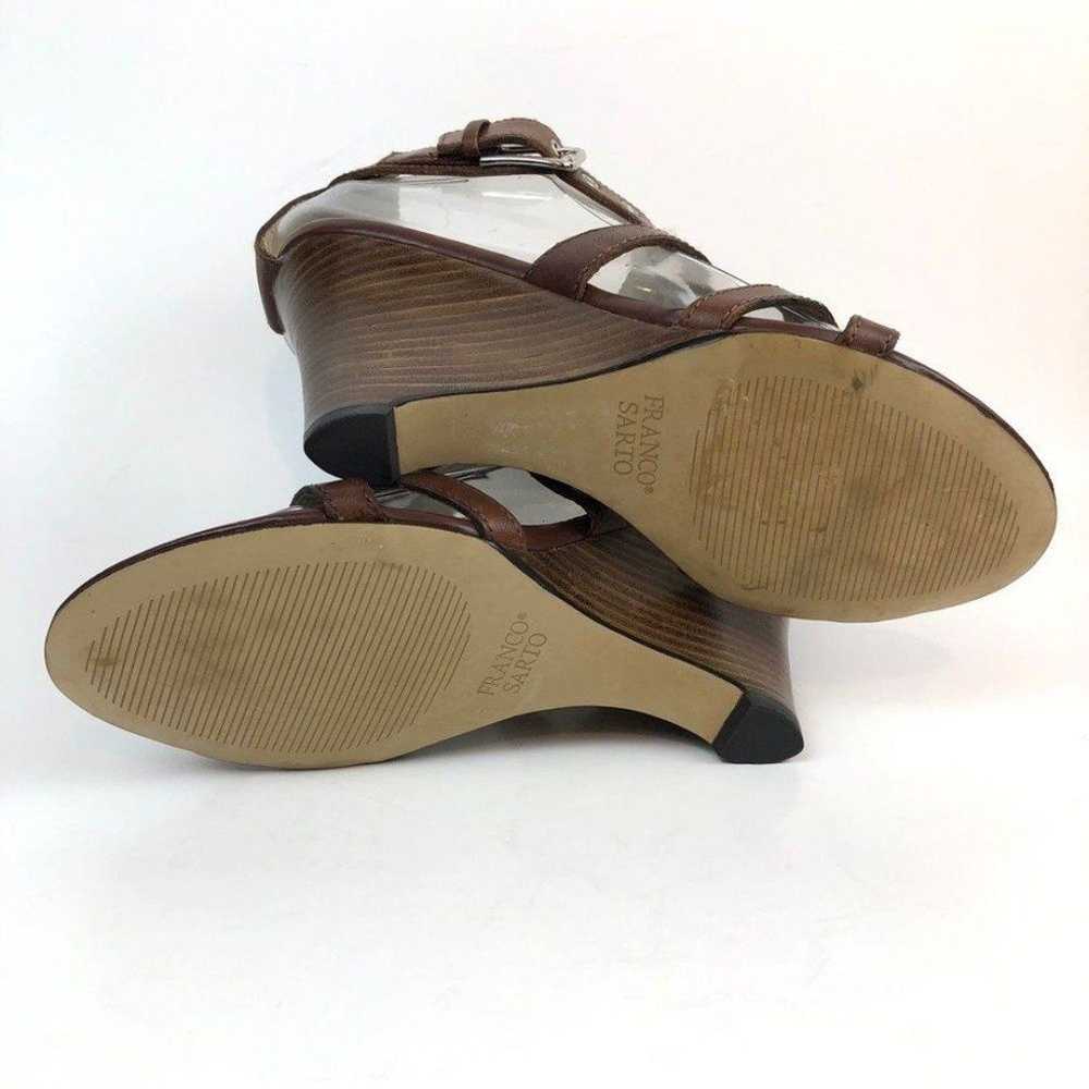 Vintage Franco Sarto Brown Leather Wedge Heel Str… - image 7