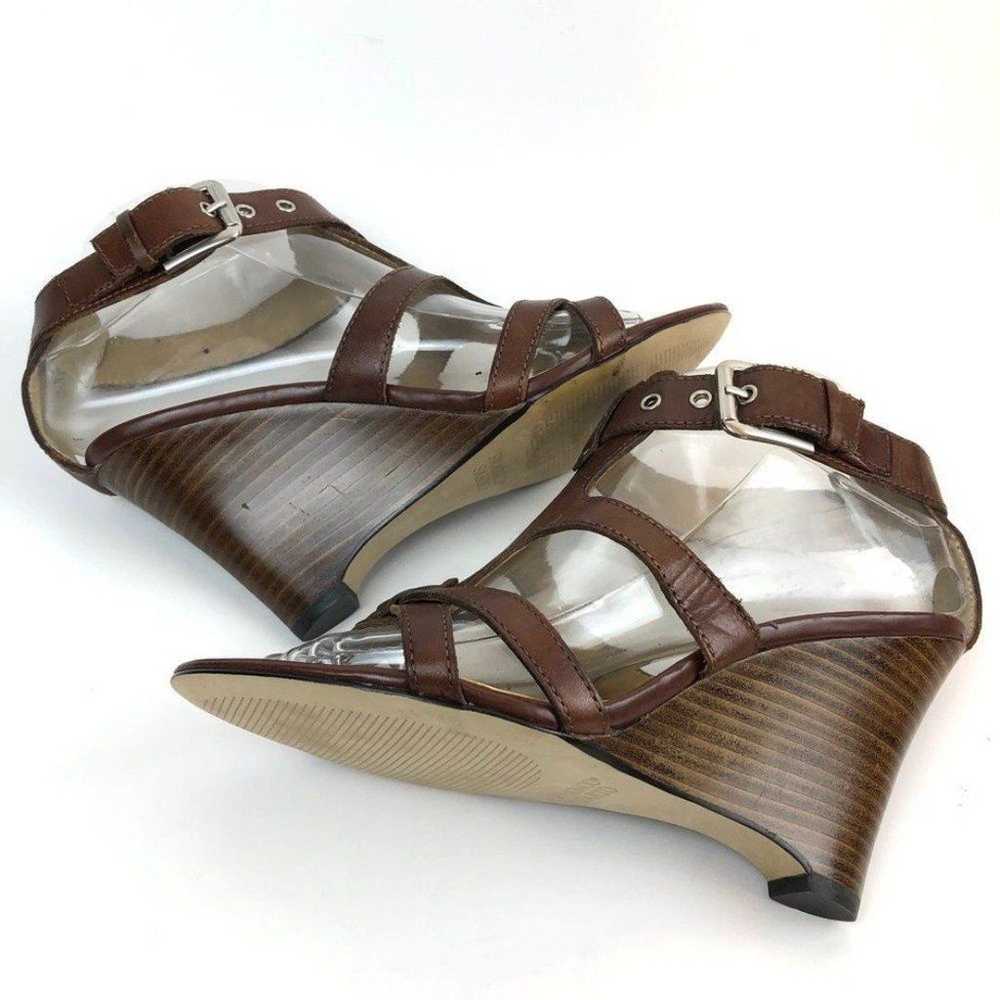 Vintage Franco Sarto Brown Leather Wedge Heel Str… - image 8