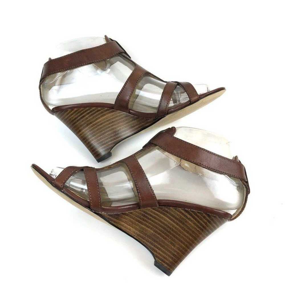 Vintage Franco Sarto Brown Leather Wedge Heel Str… - image 9