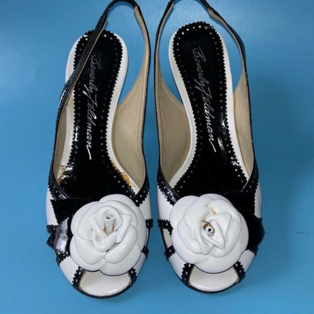 VIntage 1980s Beverly Feldman black/white rose he… - image 2