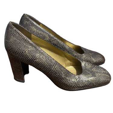 Stuart Weitzman vintage bronze snakeskin leather … - image 1