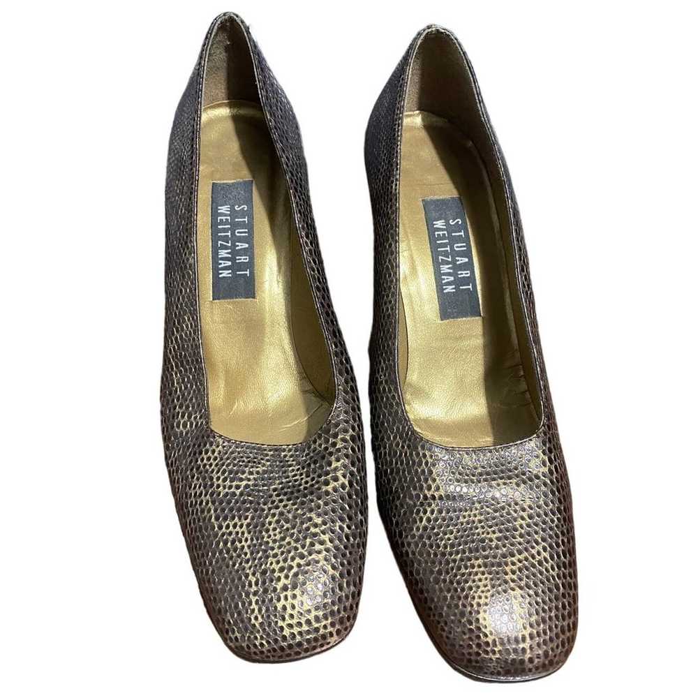 Stuart Weitzman vintage bronze snakeskin leather … - image 2