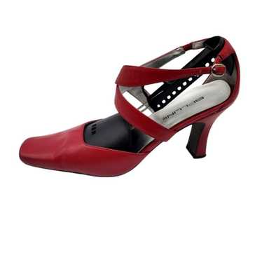 Vintage Y2K Bellini Red Leather Square Toe Strappy