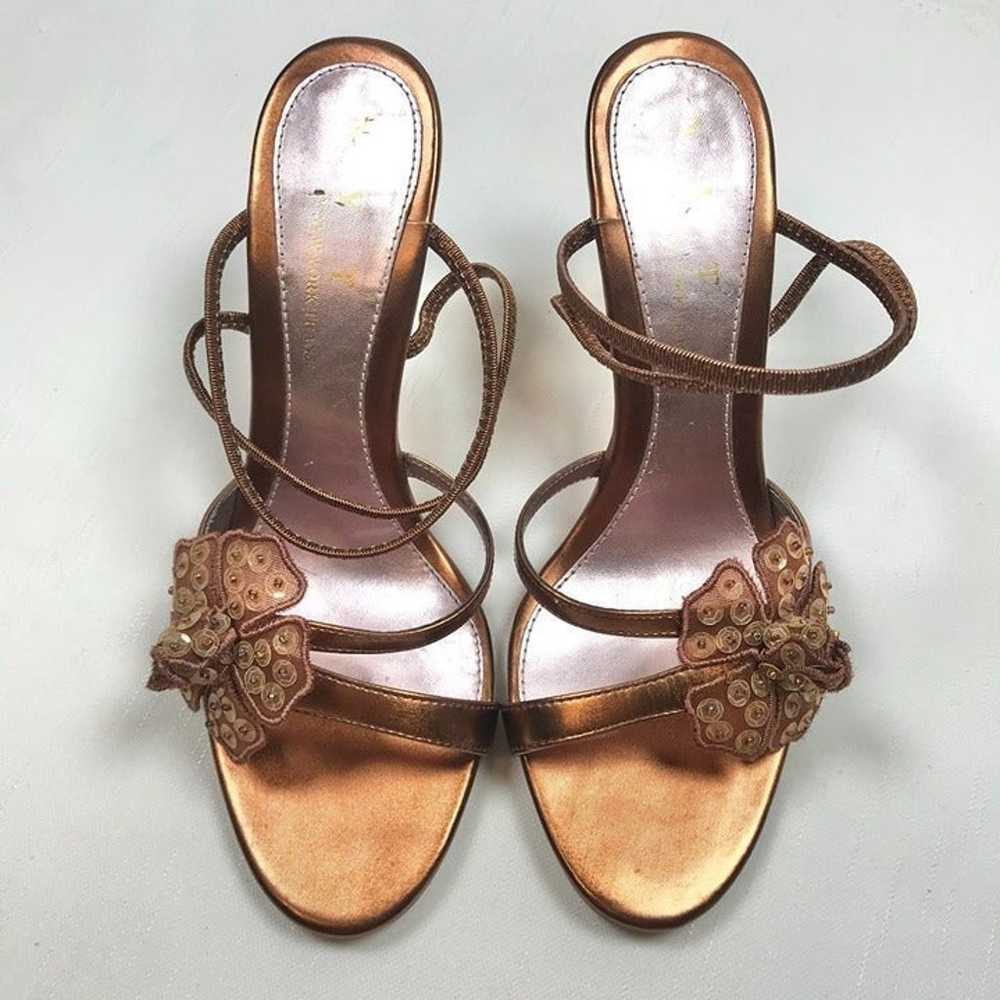 Vintage Y2K Brown Copper Fairycore Open Toe Flora… - image 4