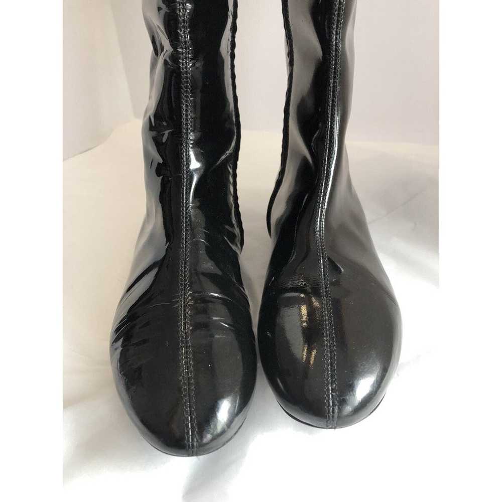 Auth Burberry Black Patent Leather Mid Calf Boots… - image 11