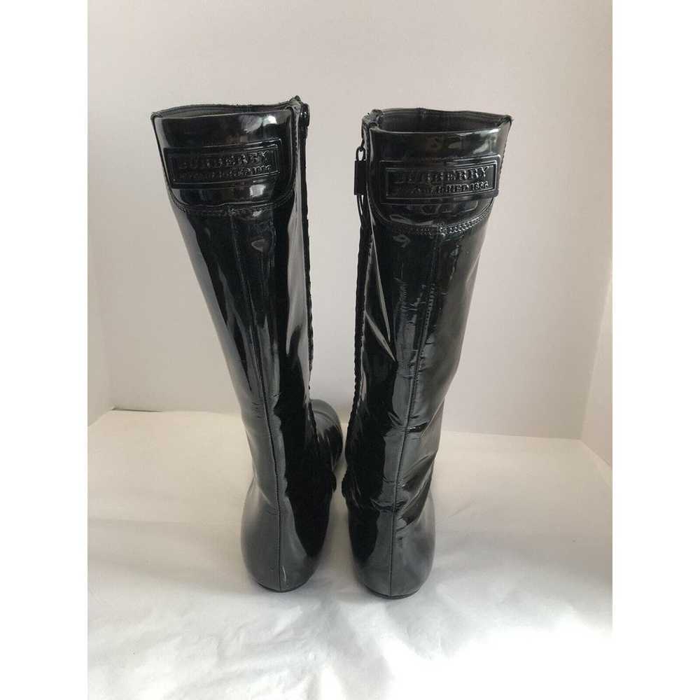 Auth Burberry Black Patent Leather Mid Calf Boots… - image 3