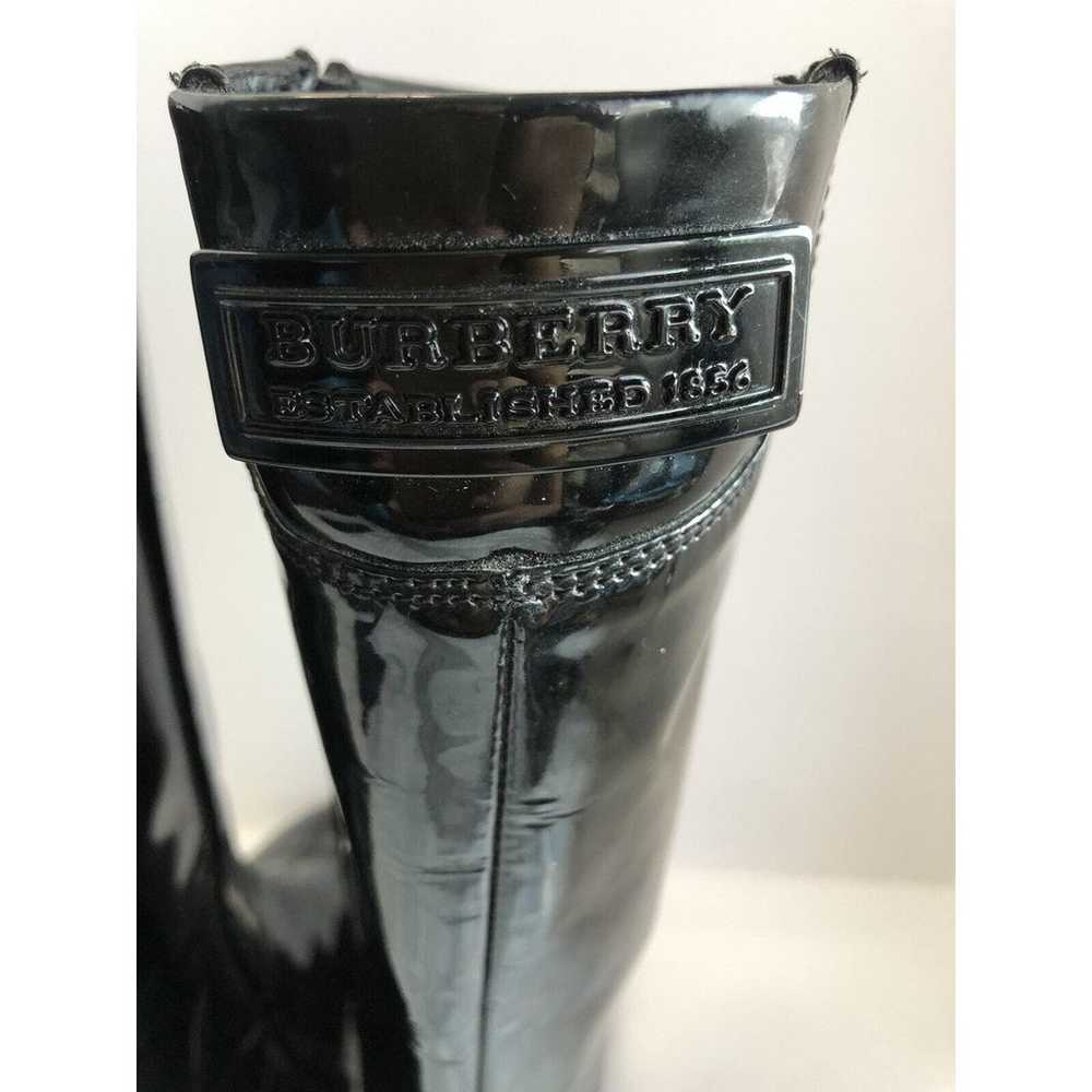 Auth Burberry Black Patent Leather Mid Calf Boots… - image 4