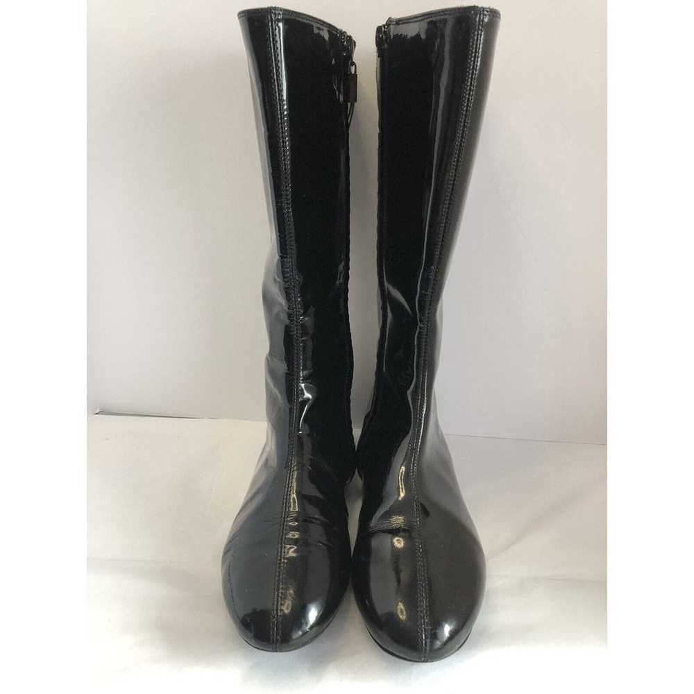 Auth Burberry Black Patent Leather Mid Calf Boots… - image 8