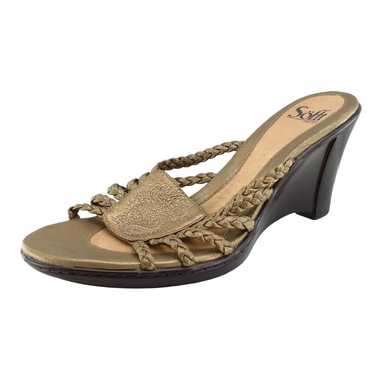 Sofft Size 9 M Gold Slide Leather Women Sandals - image 1