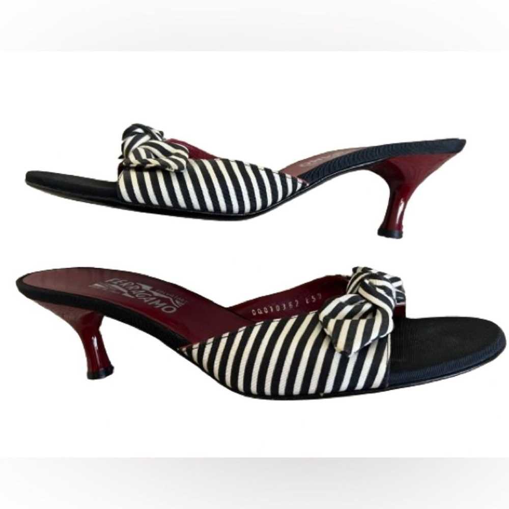 Vintage Salvatore Ferragamo Striped Bow Kittwn He… - image 4