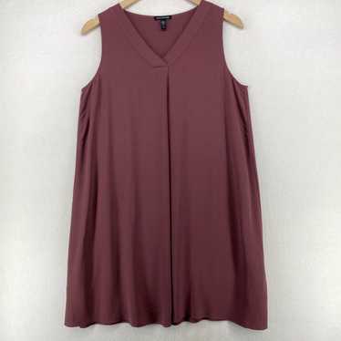 Eileen Fisher Silk Georgette Mauve Brown Shift Dr… - image 1