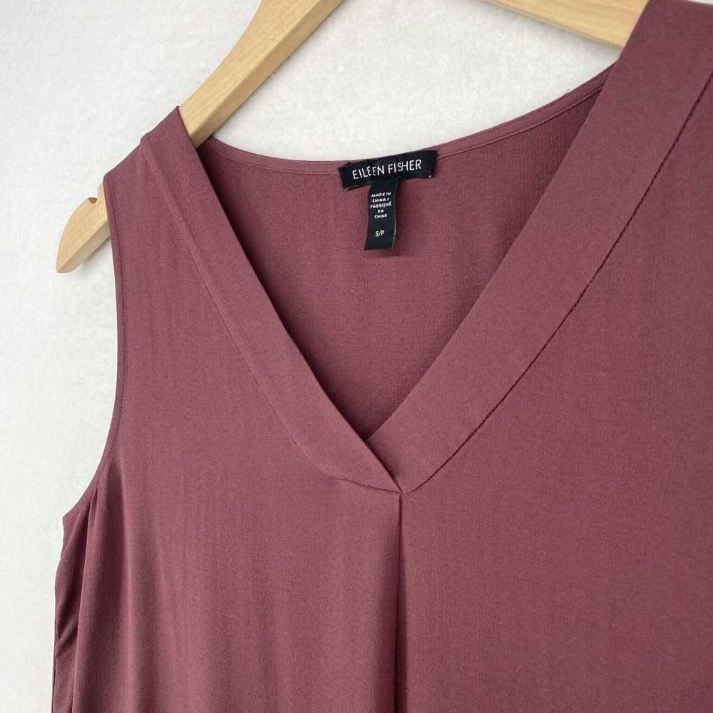 Eileen Fisher Silk Georgette Mauve Brown Shift Dr… - image 2