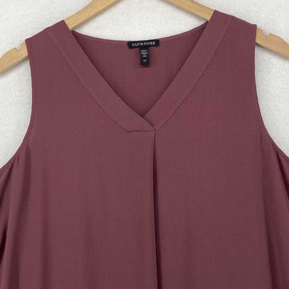 Eileen Fisher Silk Georgette Mauve Brown Shift Dr… - image 4