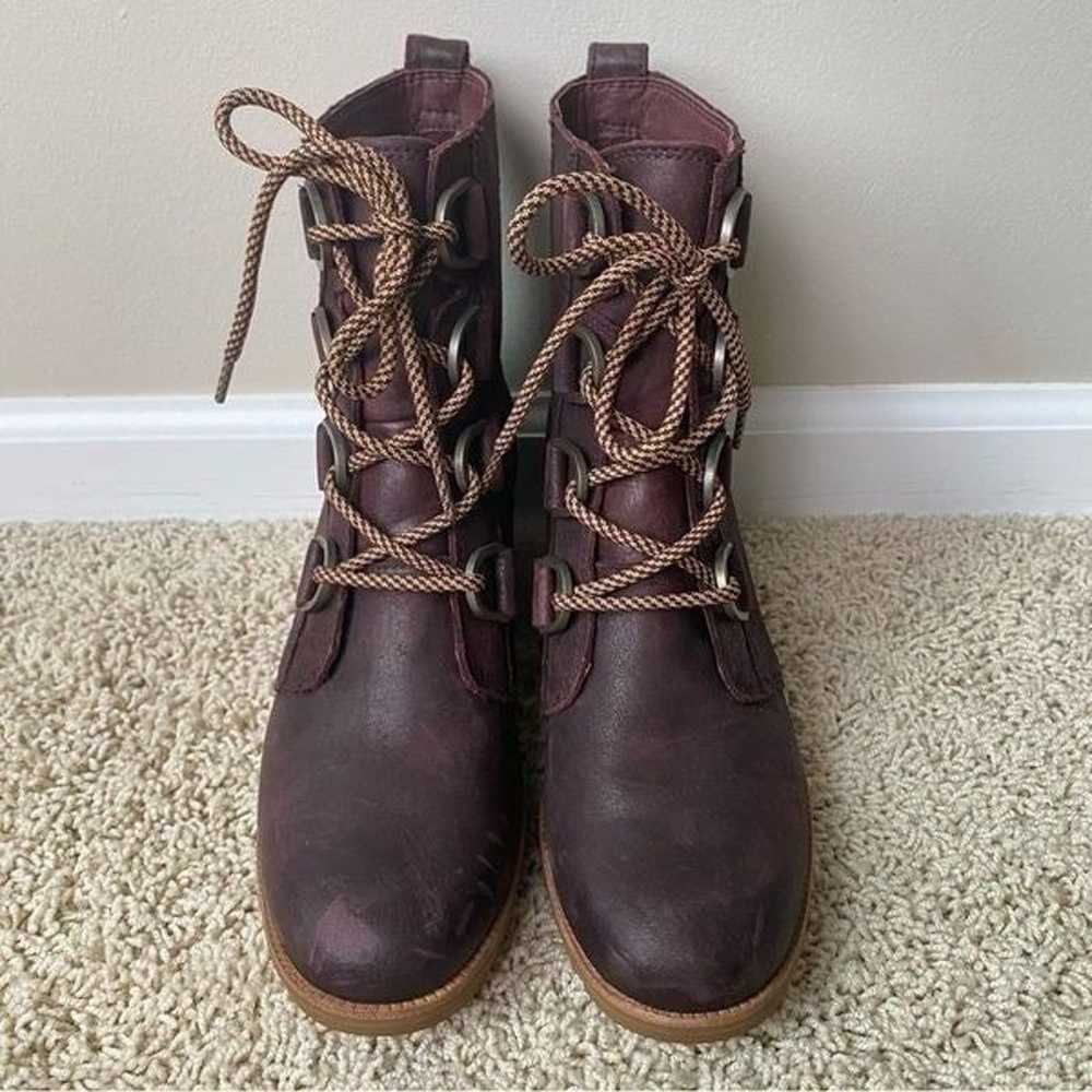 Sorel Cate Lace Up Boots Maroon Brown Leather Wat… - image 2