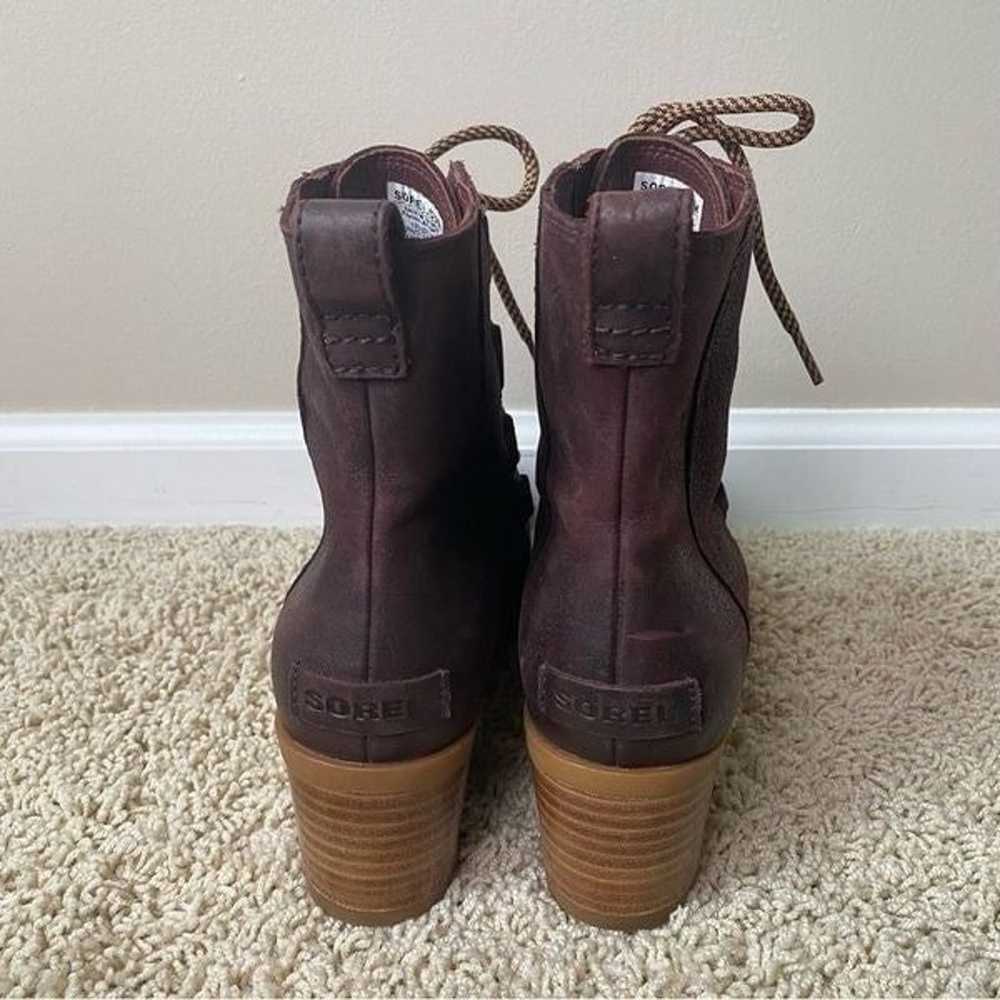 Sorel Cate Lace Up Boots Maroon Brown Leather Wat… - image 4