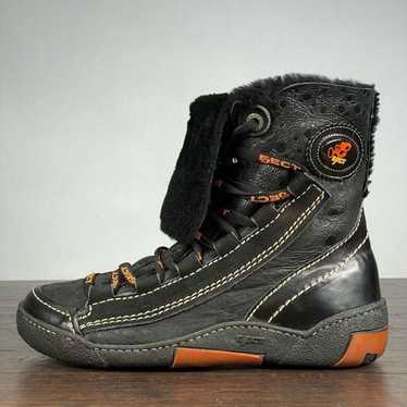 EJECT Boots size 38/7.5 Black Orange Leather Fur E