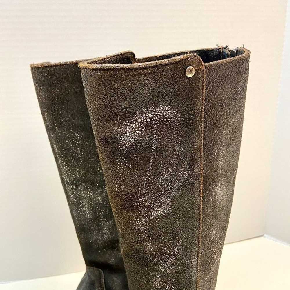 Frye Melissa Stud Backzip Boots Anthracite Brown … - image 7