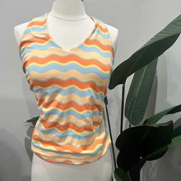 Rue 21 Halter Top size Medium Orange Striped - image 1