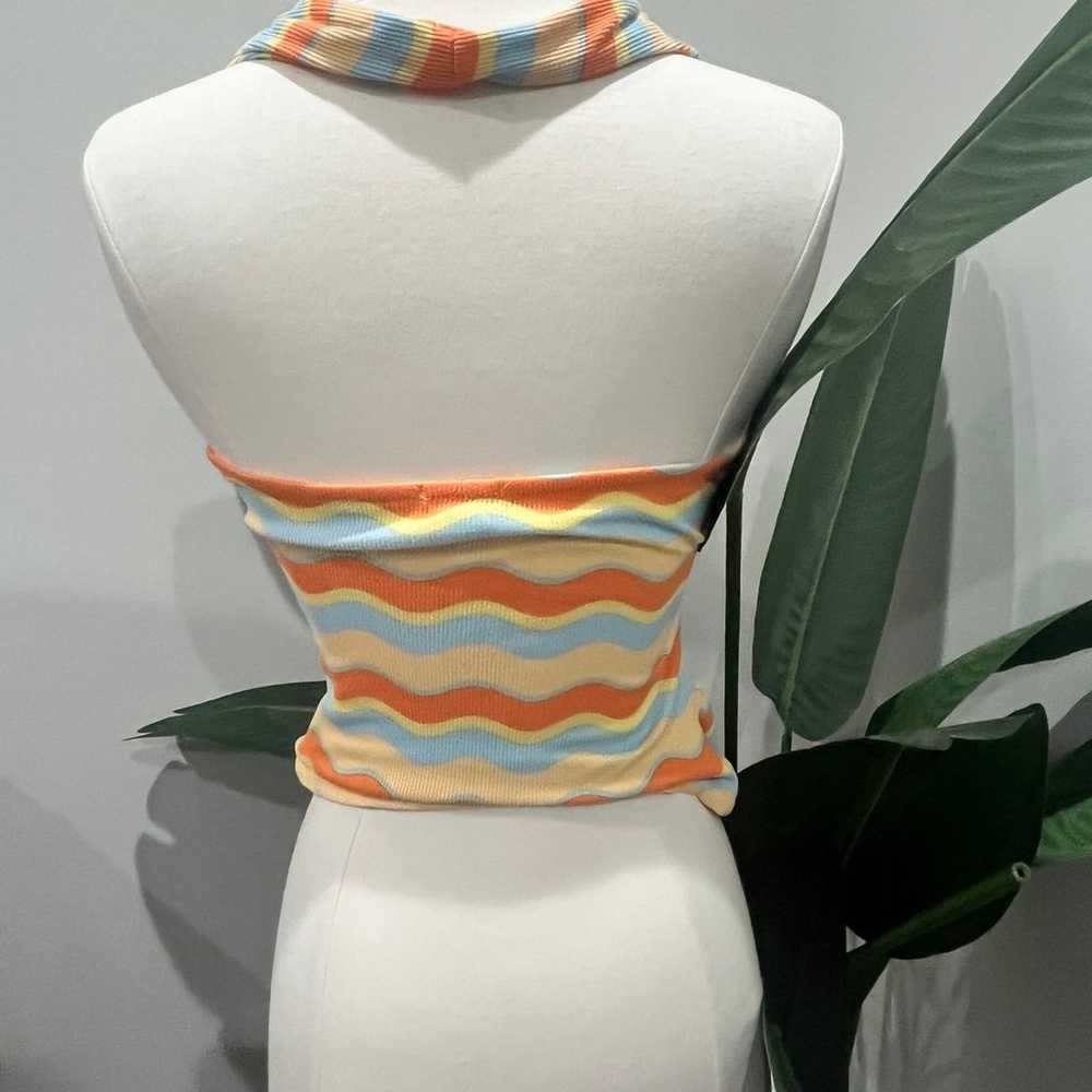 Rue 21 Halter Top size Medium Orange Striped - image 2