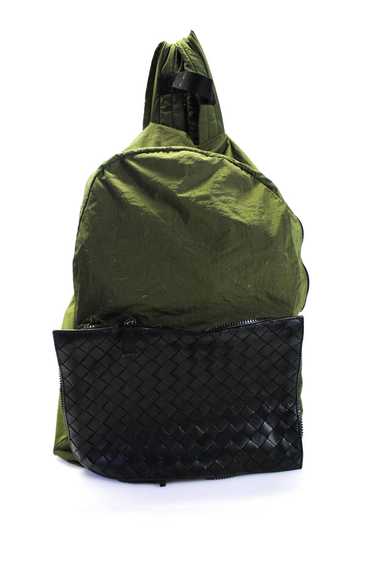 Bottega Veneta Womens Black Green Intrecciato Pac… - image 1