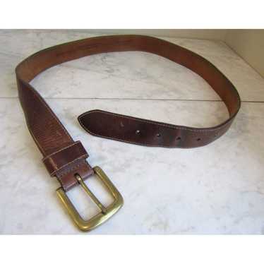 Roundtree & Yorke Brown Cowhide Leather Belt Feat… - image 1