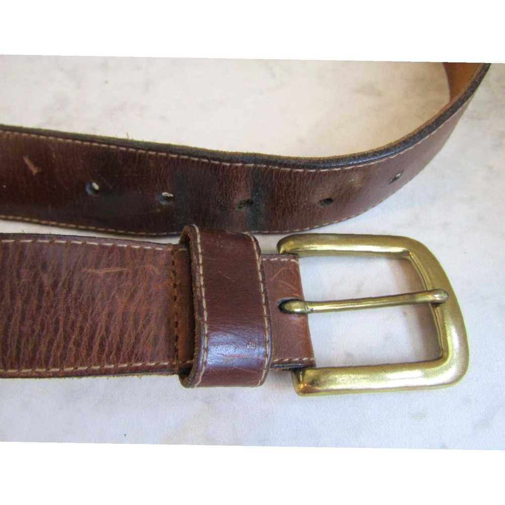 Roundtree & Yorke Brown Cowhide Leather Belt Feat… - image 2