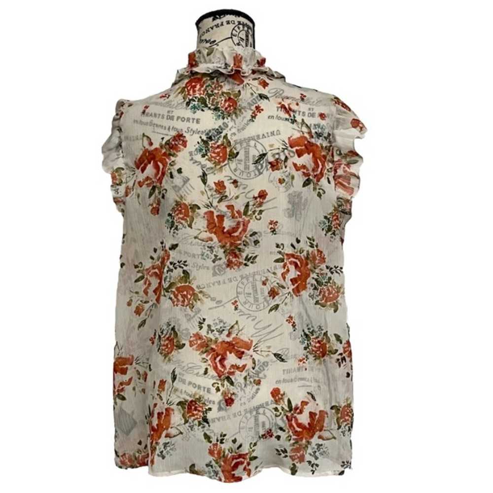 Mossimo Floral Sheer Ruffle Blouse Fairy Core Y2k… - image 4