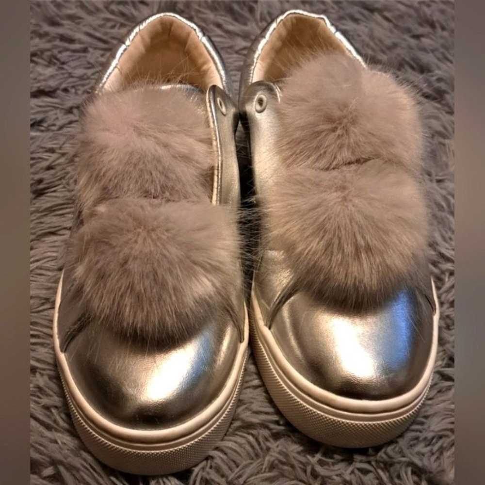 EUC Sam Edelman Laya Y2K Silver Metallic Pom Pom … - image 1