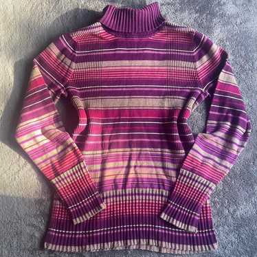 Striped turtleneck sweater purple