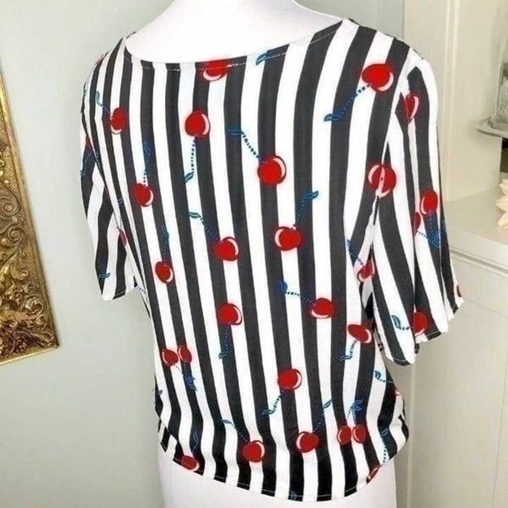 Cynthia Rowley Cherry Pinstripe Tie Front Shirt S… - image 7