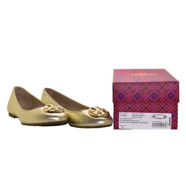 B5 Auth TORY BURCH Claire Gold Metallic Tumbled Le