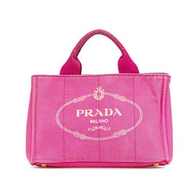 Pink Prada Small Canapa Logo Satchel