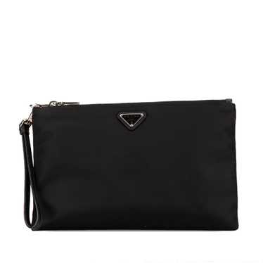 Black Prada Re Nylon Saffiano Trimmed Clutch - image 1