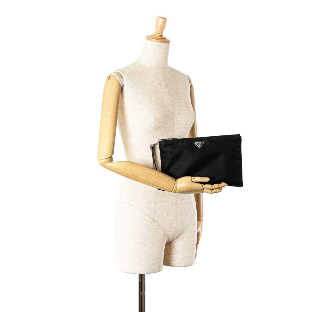 Black Prada Re Nylon Saffiano Trimmed Clutch - image 8