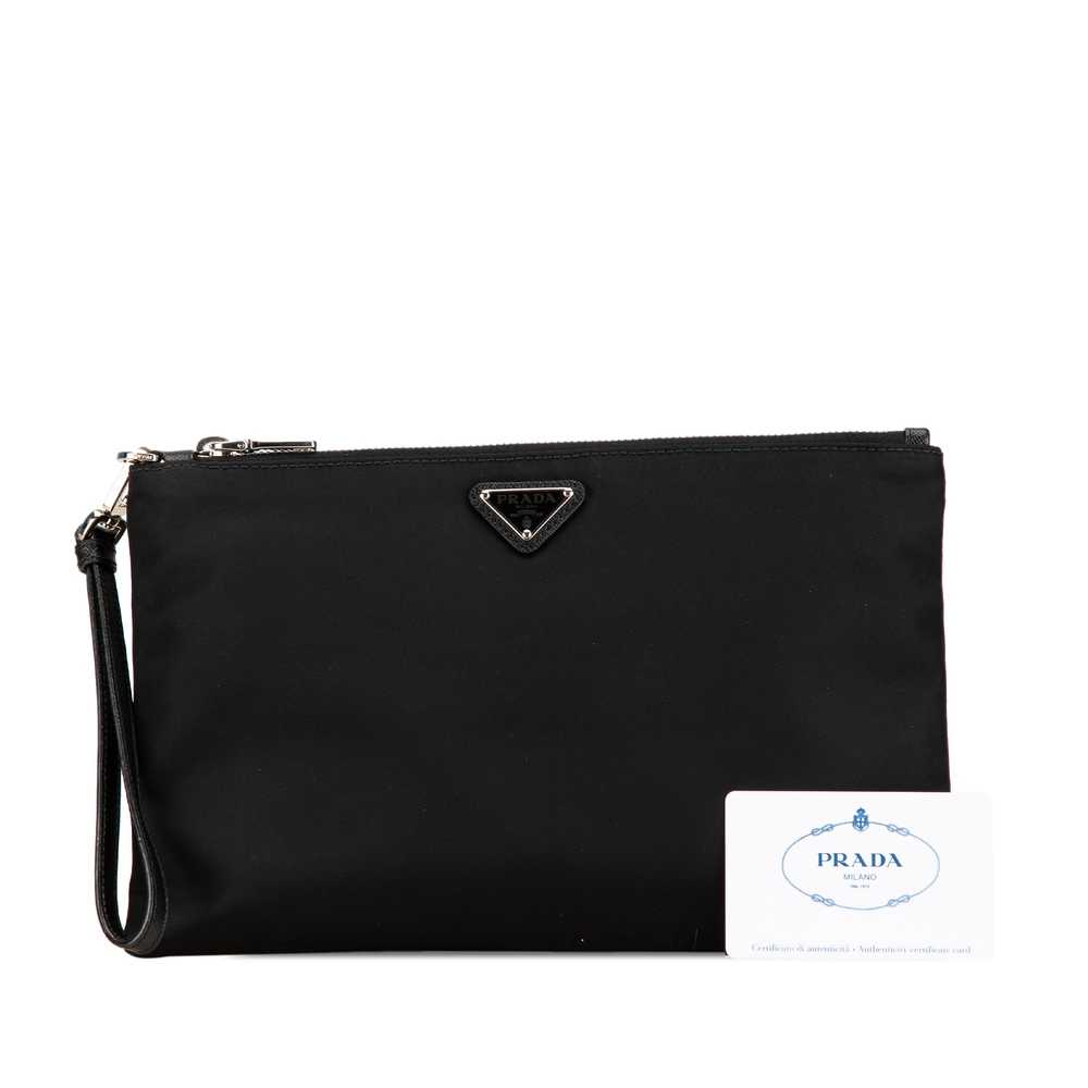 Black Prada Re Nylon Saffiano Trimmed Clutch - image 9